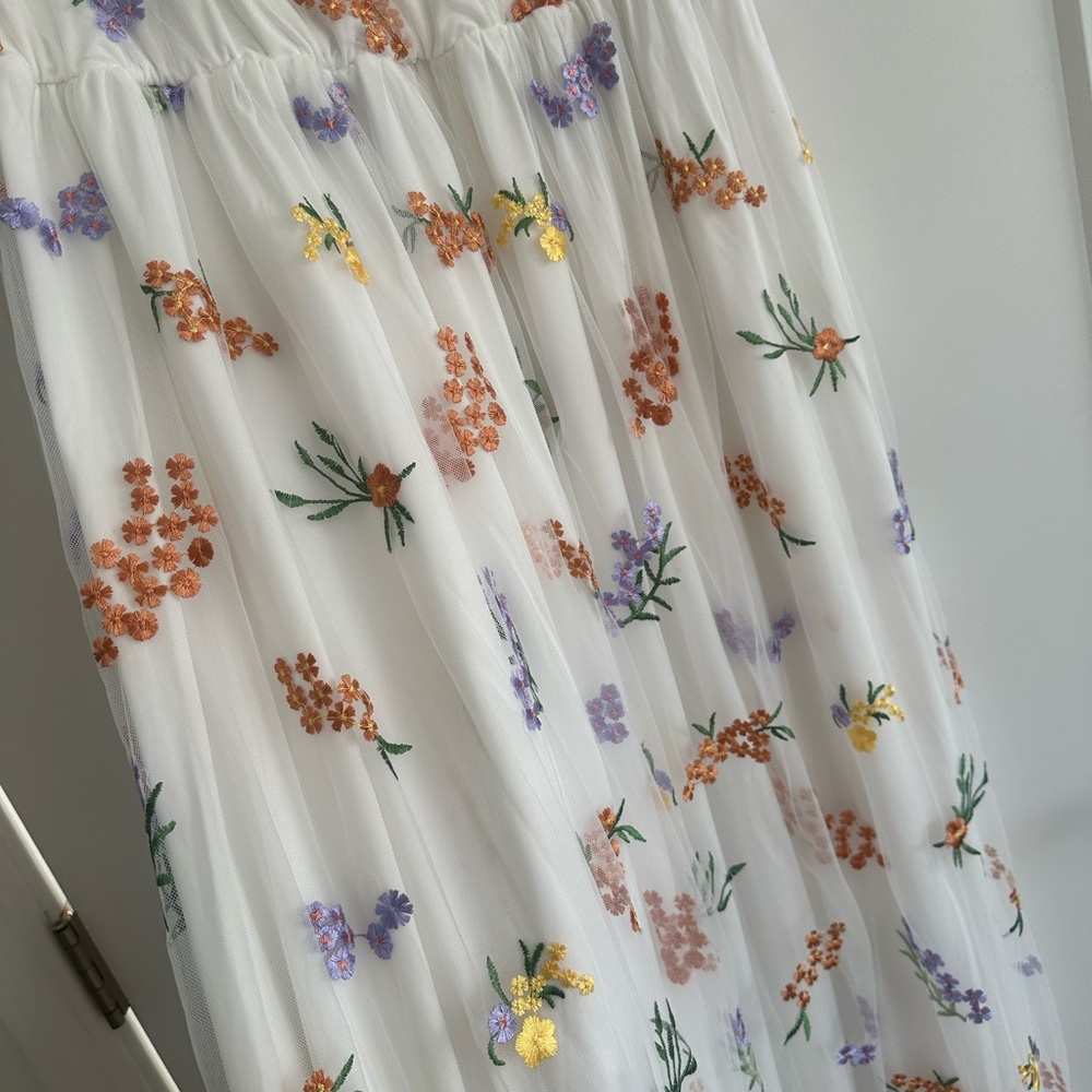 Baltic Born White Floral Maxi Dress with Orange and Purple Embroidery - Picture 4 of 7